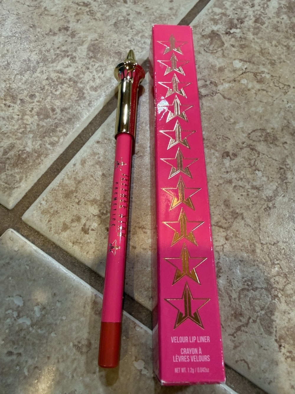 Jeffree Star Pink Lip Liner with Red Tip and Gold Accents